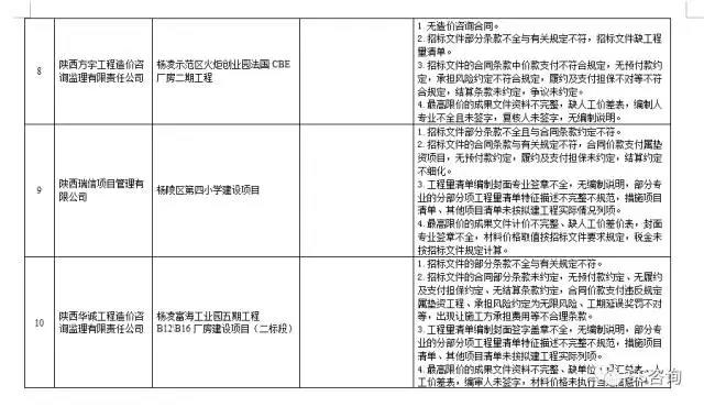 工程造價咨詢、招標代理企業(yè)問題列表