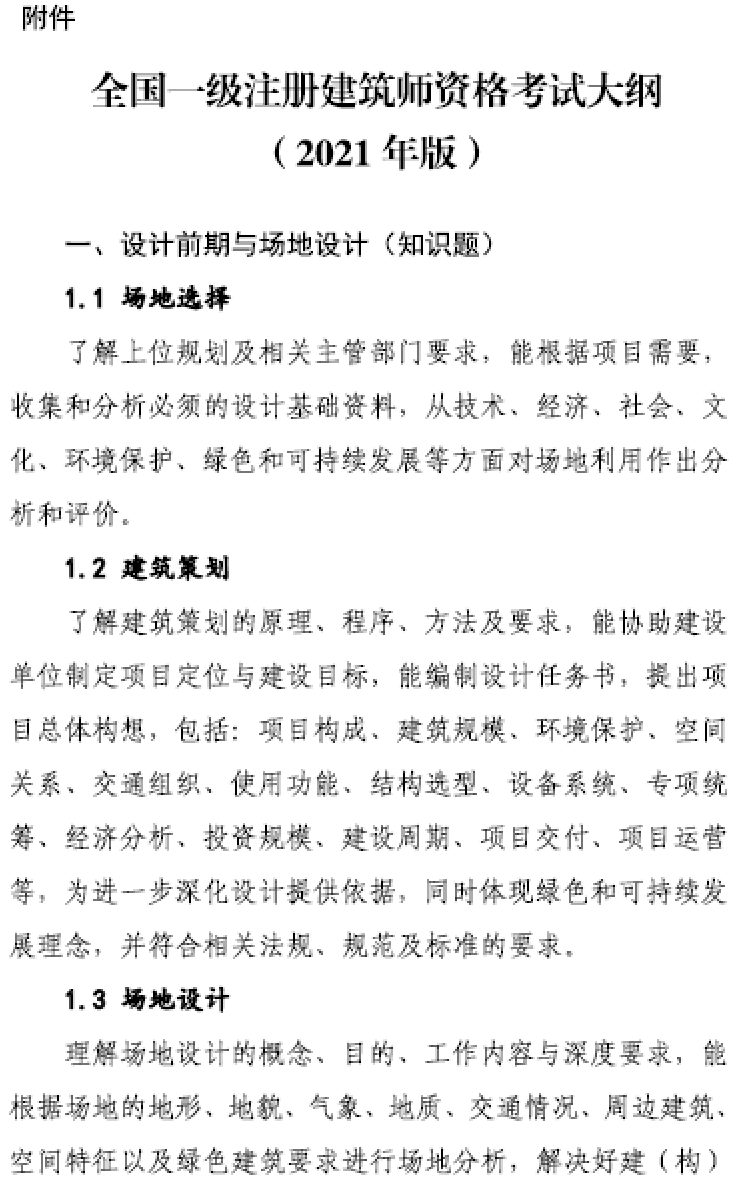 大事件！9門變6門！一級注冊建筑師考試大綱（21版）發(fā)布，2023年執(zhí)行！