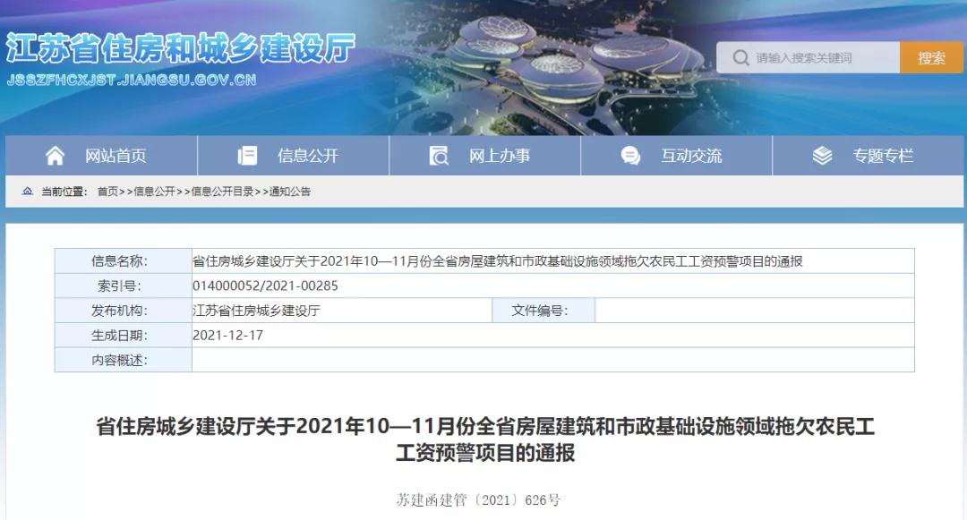 江蘇：通報1232個項目列入全省10-11月份預(yù)警項目！務(wù)必于2022年1月10日前整改到位！